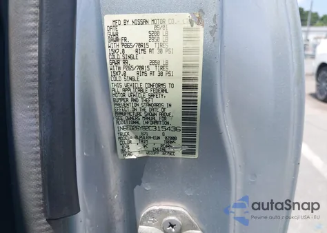 2002 Nissan Frontier Xe-V6 from USA, damaged, VIN 1N6ED26Y82C315436